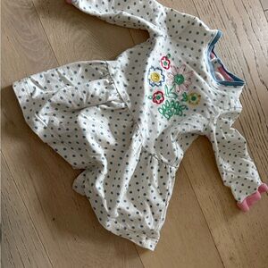 Baby Boden Blue and White Polka Dot Dress